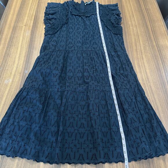 Sea New York Black Ingrid Eyelet Lace Midi Dress, Classic, Coastal, Preppy, 12 - Picture 6 of 10